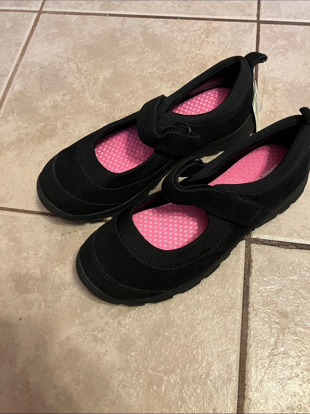 Lands' End Mary Jane School Uniform Shoes Black Suede All Weather Size 4